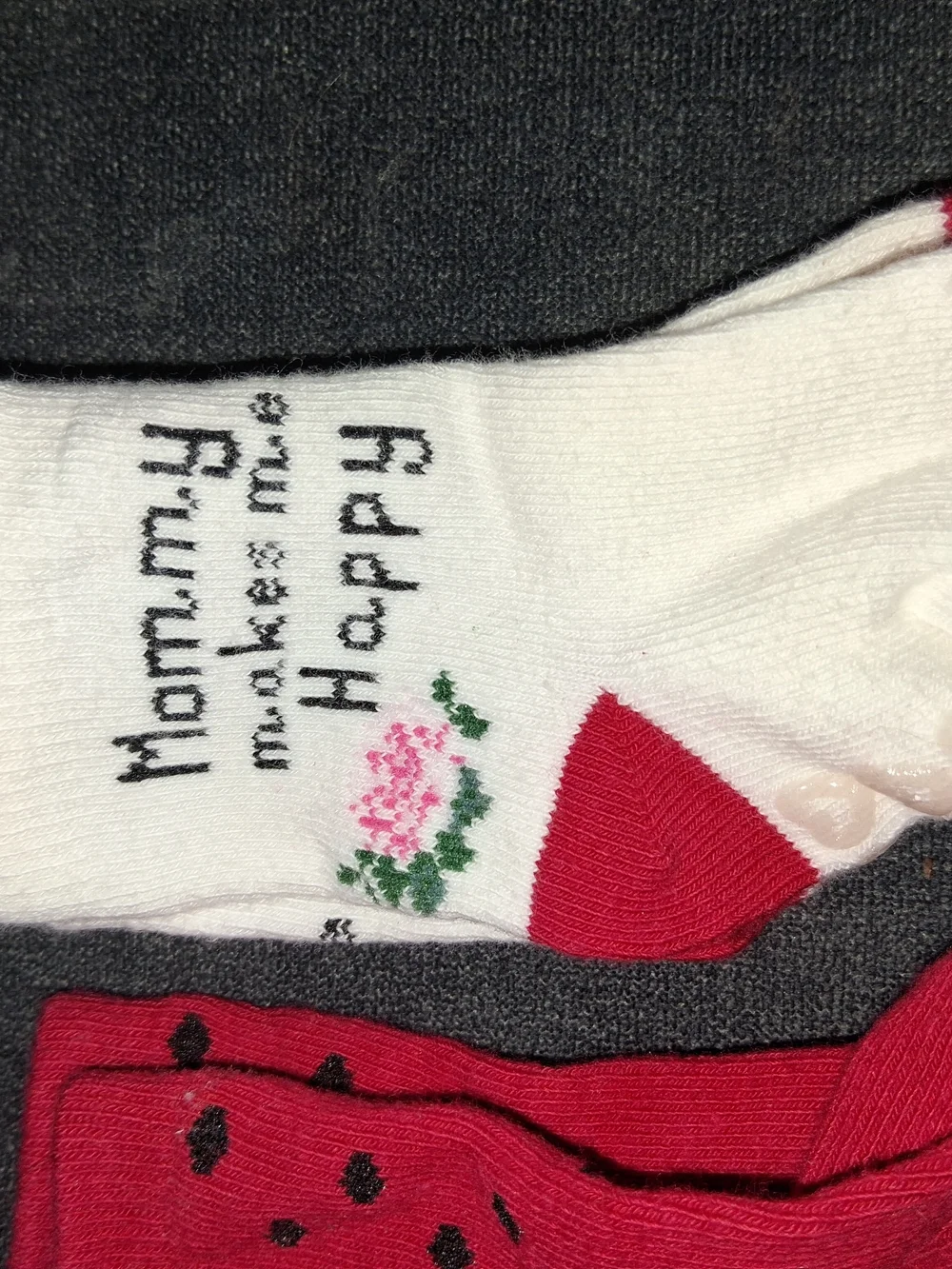 3-6 Months Four Pack Red Floral Non-Slip Socks
